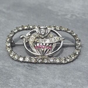 Vintage ORA LOS OF NA Rhinestone Fraternal Membership Pin Brooch